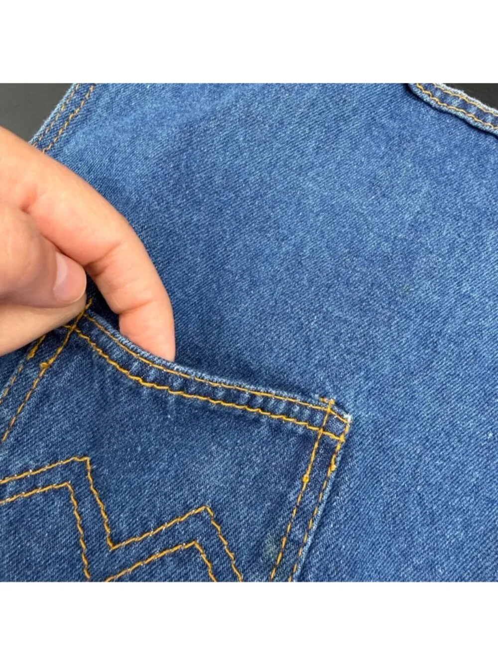Vintage Placemats Handmade Denim Pockets County Western Retro Table Linens Blue